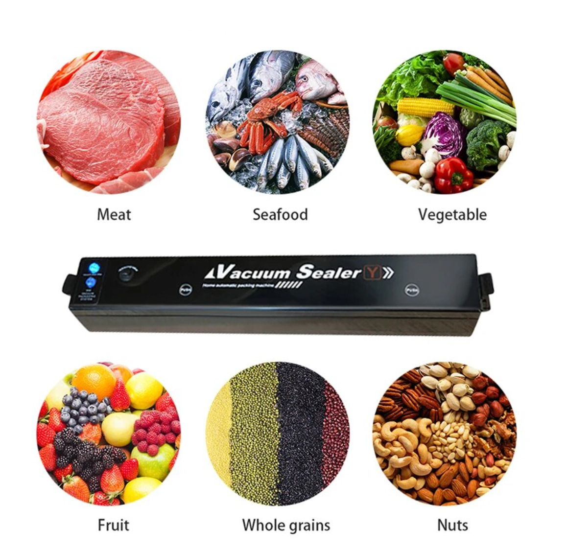 Food Vacuum Sealer for Fruits, Grains,Vegetables, Meats Household Kitchen & Small